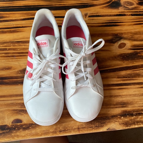 ADIDAS WHITE/PINK SHOES sz 5 FITS LIKE 7 - Picture 8 of 8
